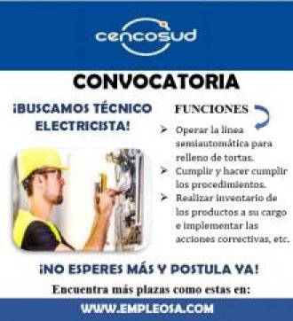 Técnico Electricista - Central de Tortas Chorrillos
